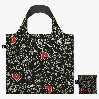 KEITH HARING Black Pattern taška LOQI Recycled Bag