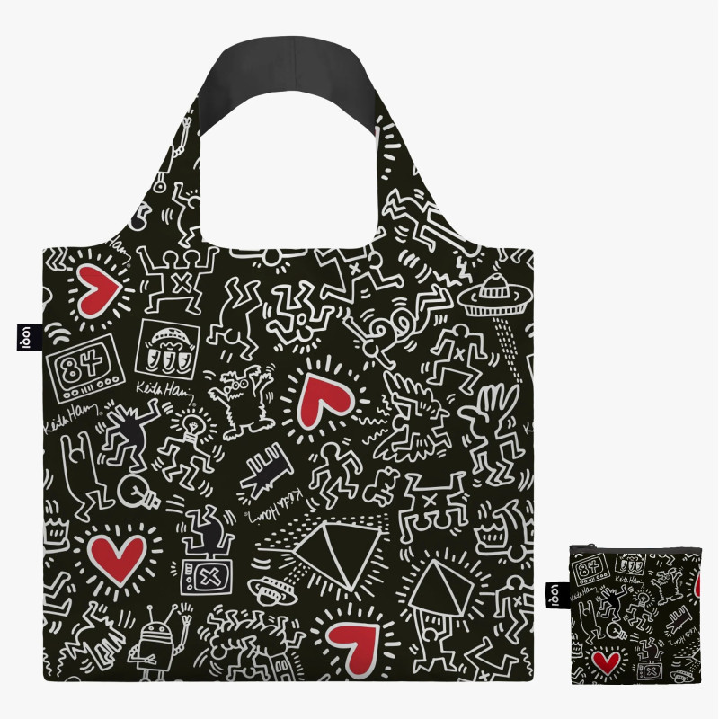 KEITH HARING Black Pattern taška LOQI Recycled Bag