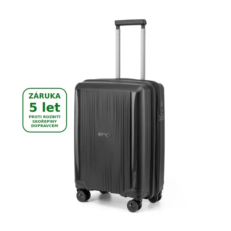 HALO 55 cm kabinový kufr 40-45 litrů, InstantBLACK, EPIC - záruka na skořepinu 5 let i proti rozbití dopravcem