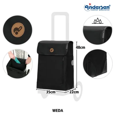 Scala Shopper Plus WEDA black, nákupní taška na kolečkách Andersen Shopper