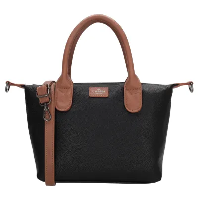 BUCKINGHAM PALACE kabelka 30x20x11 cm, BLACK - COGNAC PU, kabelka Charm London