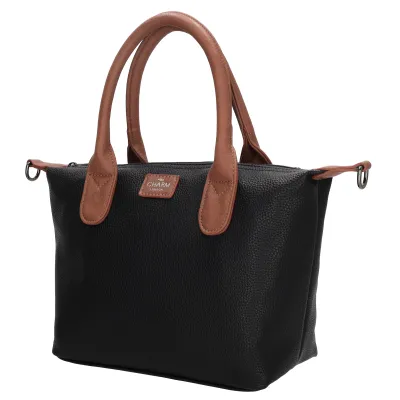 BUCKINGHAM PALACE kabelka 30x20x11 cm, BLACK - COGNAC PU, kabelka Charm London