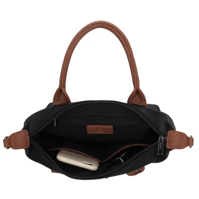 BUCKINGHAM PALACE kabelka 30x20x11 cm, BLACK - COGNAC PU, kabelka Charm London